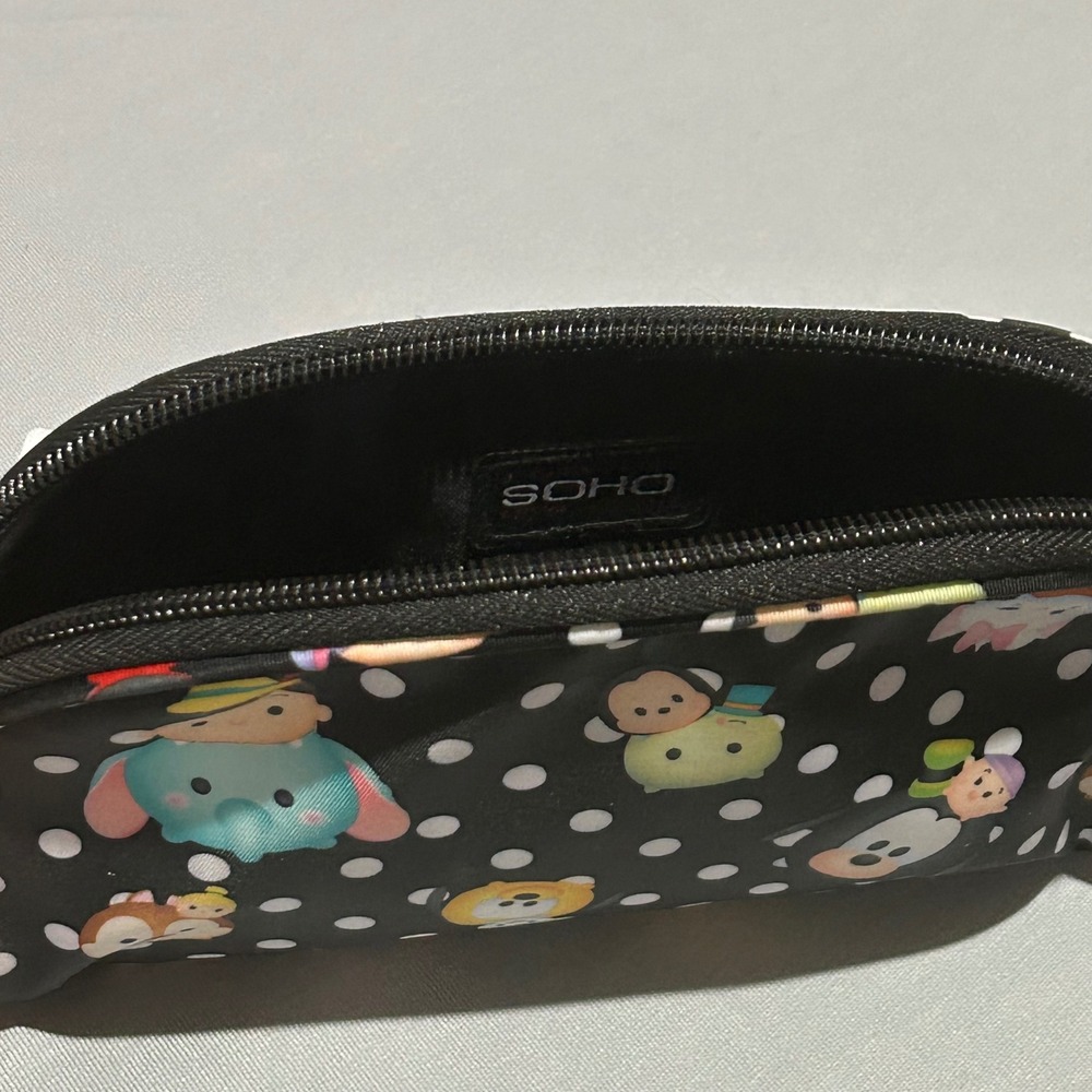Disney Tsum Tsum London Soho Cosmetic Bag Black Polka Dot Travel Makeup - Picture 5 of 7